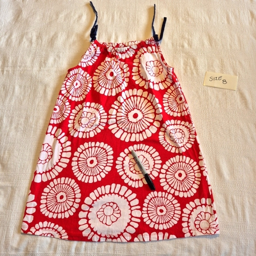 Hanna Andersson girls size 130 or 8 red & white pillowcase dress tiny spot VGUC